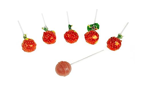 Erdbeere Lutscher Kugel Cojak 8 Gramm 50 Stück, lollies großpackung einzeln verpackt