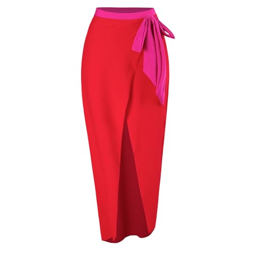 OBEEII One Piece Swimsuit with Cover up for Women Retro Floral Tummy Control Bikini Chiffon Wrap Skirt Two Piece Bathing Suit3