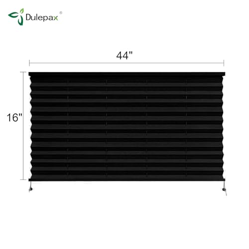Image of Dulepax RV Blinds - Pleated Shades, 44 inch W x 16 inch L Black RV Window Shades for Camper, Travel Trailers, Motorhome's Window