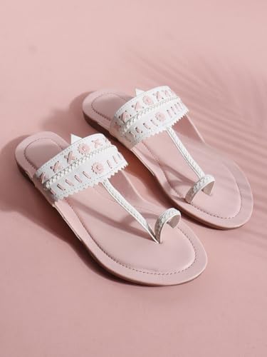 Image of SilverArrow womens Folk Bella Fashion Sandals|Kholapuri Style Flat With Open Back |Casual Wear