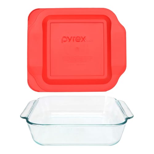 Pyrex 222 2-Quart Glass Baking Dish & 222-PC Red Lid - Made in USA