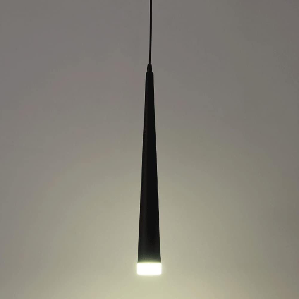Lámpara colgante de tubo largo, luces colgantes cónicas de metal con pantalla de lente, lámparas colgantes modernas de 5 W con iluminación de isla LED,iluminación de techo