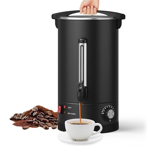 Image of 14L Commercial Coffee Urn - Large Stainless Steel Electric Coffee Maker & Hot Water Dispenser - Double-Wall Insulated Percolator for Parties, Catering, Weddings, and Events - Keeps Coffee and Drinks H