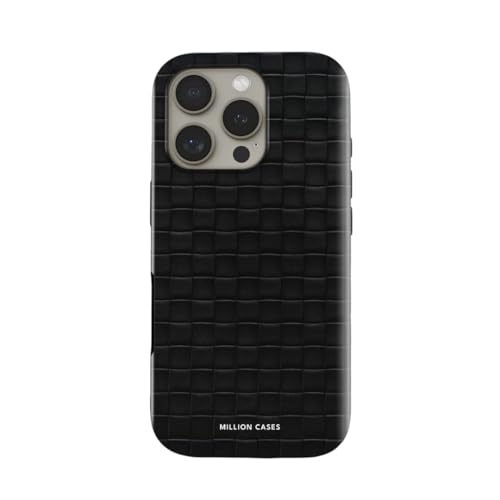 Image of MILLION CASES Back Cover Case for iPhone 15 Pro Scratch Resistant Anti-Slip Polycarbonate Shockproof Protective Durable Artisan Grid Crystal Case for Men & Boys(Black)