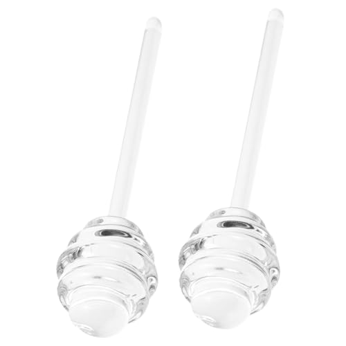 UKCOCO 2 Piezas Palitos de Miel de Vidrio Resistentes para Hogar Transparentes Reutilizables Fáciles de Limpiar para Café Jarabe y Mermelada Reutilizable
