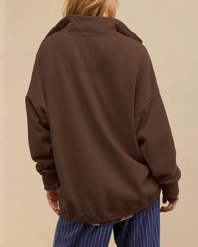 Image of Gacaky Sweatshirt for Women Oversized Casual Long Sleeve Button Henley Neck Pullover Tops Fashion Outfits Clothes