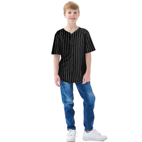 Image of Yuji Itadori Kids Baseball Jersey Button Boys Short Sleeve T-Shirts Hip Hop Fashion Casual Sports Solid Color Shirt