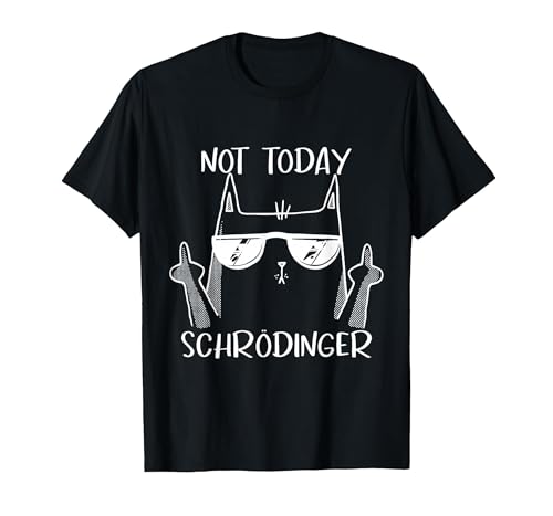 Not Today Schrödinger Gato Física Experimento Camiseta, Hombre, Negro, S