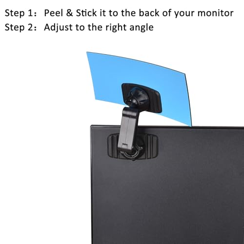 Acrylic Wide Angle Rear View Mirror for Cubicle Desk Computer PC Monitor to See Behind You, Stick-on Convex Mirror for Office Work Car Personal Safety and Security Decor Accessories - 1 Pack
