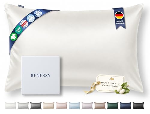 RENESSY Funda de Almohada de Seda 100  Orgánica