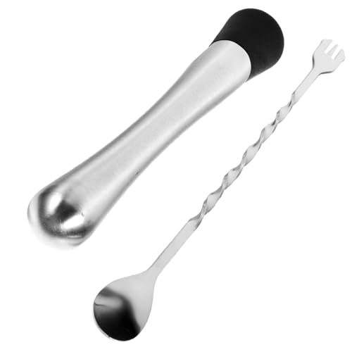 HOLIDYOYO 2pcs Stainless Steel Cocktail Stirrer Set Stirring Spoon Muddler for Bar Ice Muddler Bar Supplies