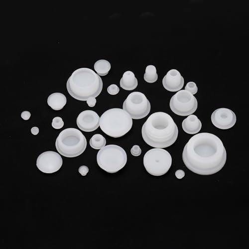 Image of uxcell 30pcs Hole Plugs, Heat Resistant Silicone Flush Type Fastener Hole Cover Plug for 19mm(3 /4 Inch) Hole, Round Snap Locking Tubing Plug Hole for Furniture Cabinet, White