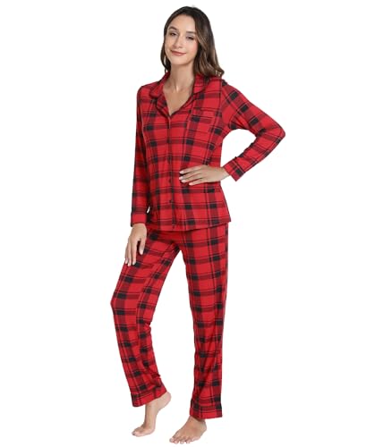 Image of WiWi Viscose from Bamboo Women's Pajamas Set Super Soft Button Down Top and Pants Sleepwear Cooling Pjs S-3X