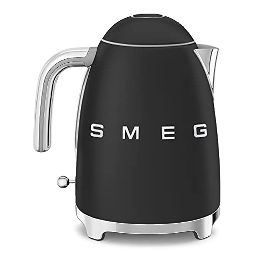 Image of SMEG KLF03 Electric Kettle 1.7L (7 Cup), Retro Hot Water Boiler for Tea & Coffee, Fast Boiling, Auto Shut-Off, Soft Open Lid, 360 Swivel Base Countertop Kettle - Matte Black