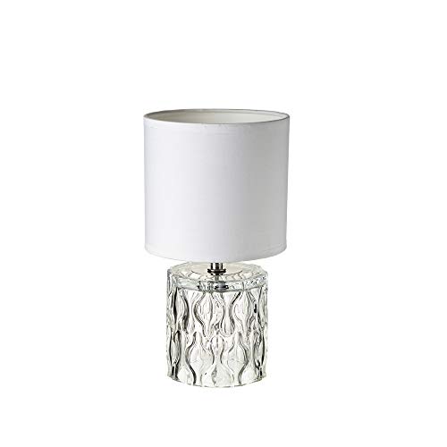 LOLAhome Lámpara de Mesa Tallada Luxury de Cristal Blanca, de ø 15x29 cm