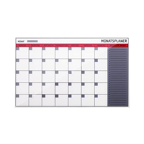 Bi-Office Glass Monthly Planner Magnetic Frameless 78 x 48 cm