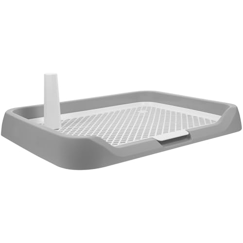 BATHVEVE Bac à Litière pour Chien Intérieur avec Plateau Amovible et Maille Anti-éclaboussures Toilette pour Chiots et Chiens Toutes Plateau Propreté Réutilisable Gris