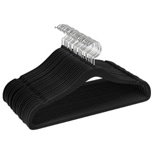 Utopia Home Pack of 50 Velvet Suit Hangers - Heavy Duty Non-Slip Premium Hangers for Adult Clothes - 360 Degree Swivel Hook, Black