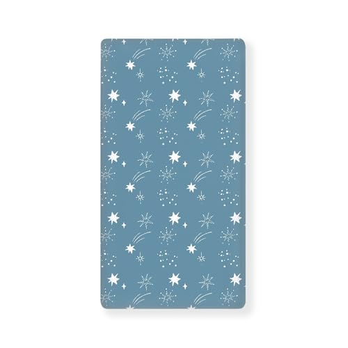 Image of Stars Baby Crib Sheets for Boys Girls Blue Fitted Crib Sheet for Standard Crib and Toddler Mattress Sky Baby Mattress Sheets Toddler Bed Sheet 52x28x8 in