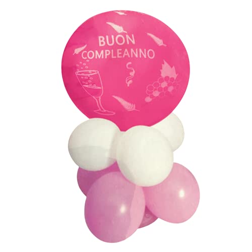 Kit de globos para fiesta de cumpleaños (80 cm) - 8 globos - blanco y rosa - Feliz cumpleaños Cover