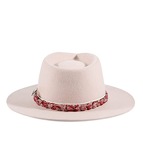 Image of RUEDIGER Wide Brim Fedora Hats for Men Women 100% Wool Felt Panama Rancher Hat with Lightning Logo Distressed /Burned Handmade