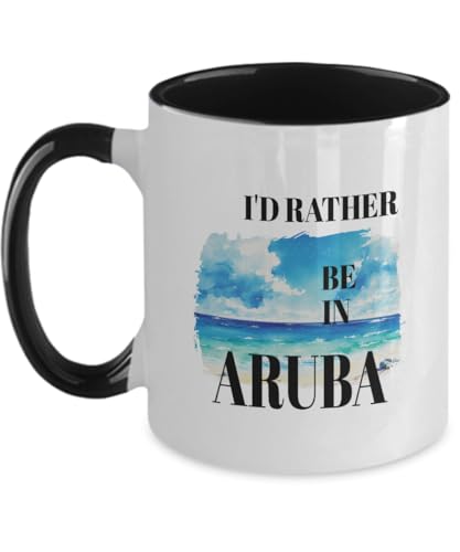 AMISK CREATIVES I'd Rather Be In Aruba - Funny Unigue Mug Gifts For Man, Women, Mom, Sarcastic Gift Ideas Funny Humorous Coffee Cup Mug TwoTone Black