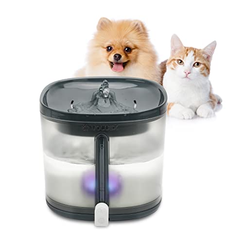 Nalezuns Trinkbrunnen für Katze,1,85L Katzen Hunde Wasserbrunnen,Intelligenter Sensor Wasserabfluss,Trennung von Wasser und Strom,Extrem Leiser, Leicht zu Reinigen Cover