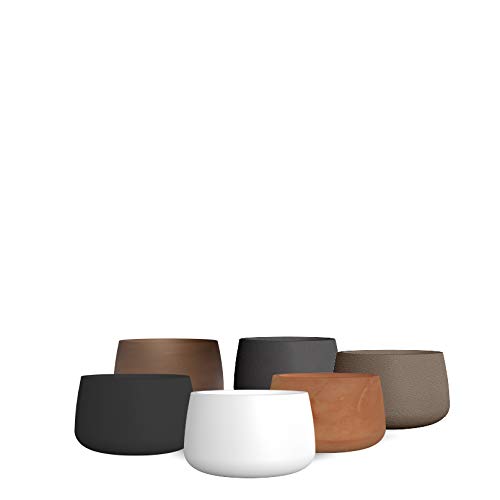 vaso rotondo bianco grande 59 x 39 cm, fioriera per esterno e interno, terrazza, giardino e zona piscina – Camelia 60