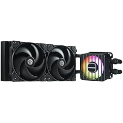 Ventilador 240Mm ENERMAX LIQMAXFLO SR 240mm Refrigeración Líquida CPU AIO - Bomba de Doble Cámara de Alto Rendimiento - ARGB VRM Ventilador - 350W+ TDP - 2x 120 PWM Silencio Ventilador - LGA 1700 y AM5/AM4 – Negro