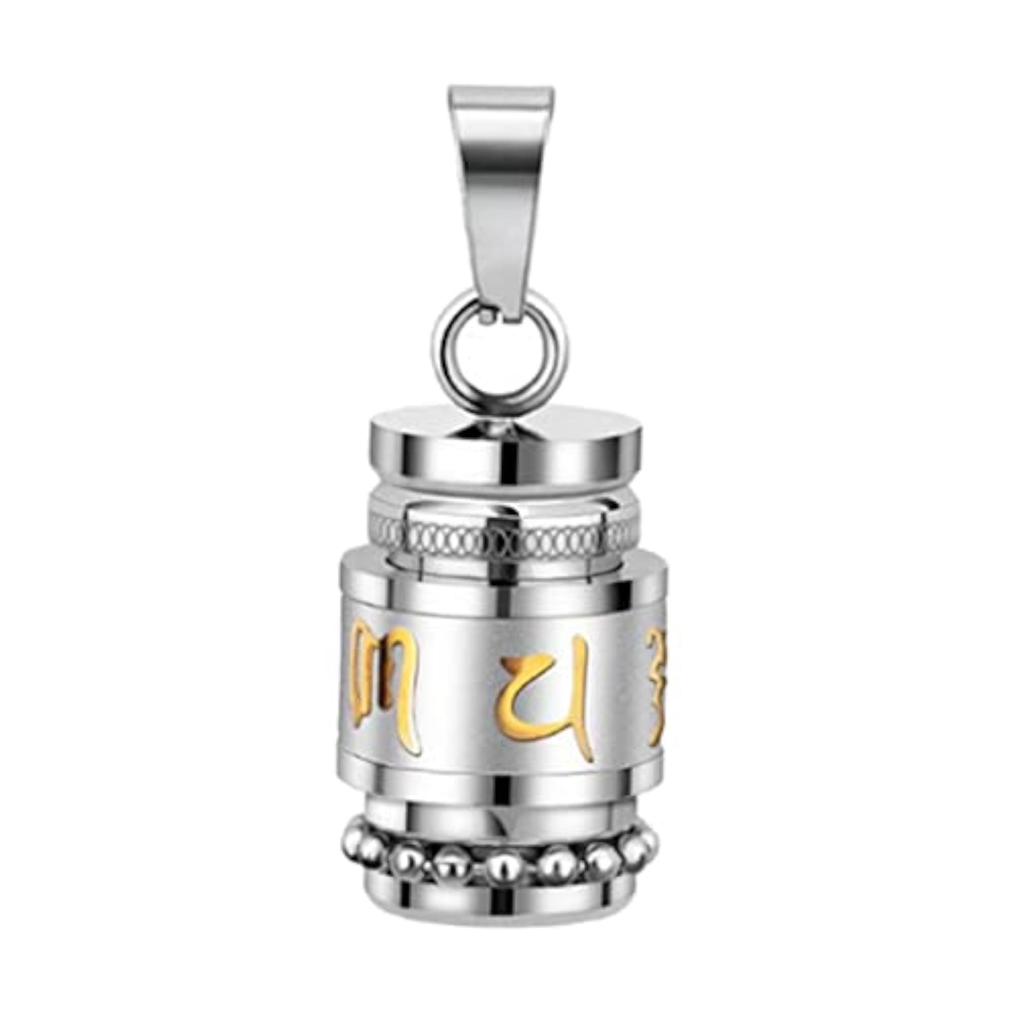 Titanium Steel Buddhism Shurangama Mantra Pendant Necklace, Silver