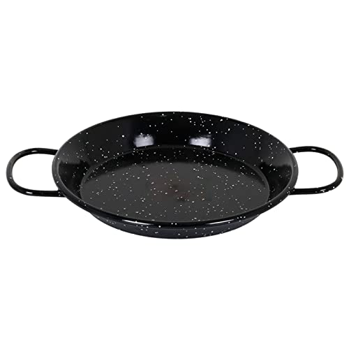 AC - Paellera Valenciana esmaltada - Fabricado en España - Apta para Gas, vitrocerámica, Cocina eléctrica y lavavajillas (Negro, Ø 24 cm)