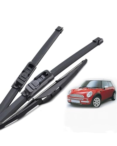 Limpiaparabrisas Parabrisas Para Mini Para Cooper S One D Hatch R50 R53 2001 2002 2003 2004 Kit de limpiaparabrisas delantero y trasero Parabrisas Ventana 19”+18“+12” Escobilla Limpiaparabrisas