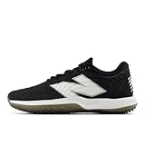 New Balance Unisex FuelCell 4040 V7 Turf Trainer Baseball Shoe,Black/Optic White Synthetic,Men 5 / Women 6.5