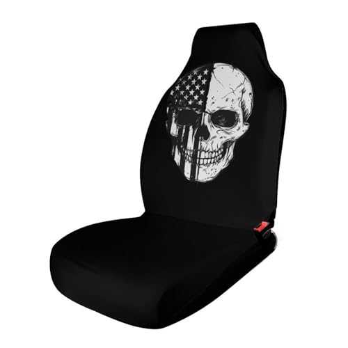 Am-erican Flag Skull Skeleton Car Seat Covers Universal Car Front Seats Protector Auto Interior Accessories 1PCS