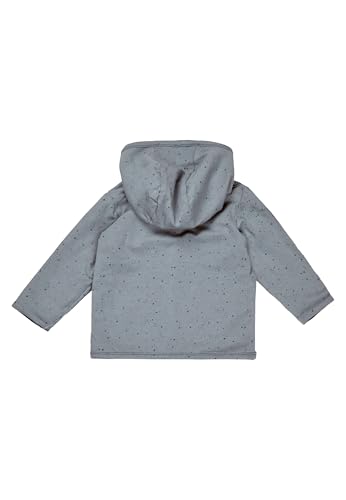 Sterntaler Babyjacke zum Wenden – mit Kapuze & Dino Rexi-Applikation – Baumwolljersey – bequeme Jungen Jacke mit Druckknöpfen – Pünktchen-/Uni-Design - Babykleidung ab Geburt – graublau – Größe 62