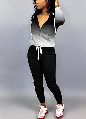 Image of Mrskoala 2 Piece Outfits Lounge Jogging Suits for Women Sweatsuit Tracksuit Long Sweatpants Set