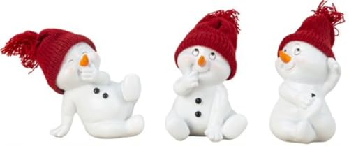 Geschenkestadl 3 Stück Schneemann Figuren rot sitzend 11,5cm...