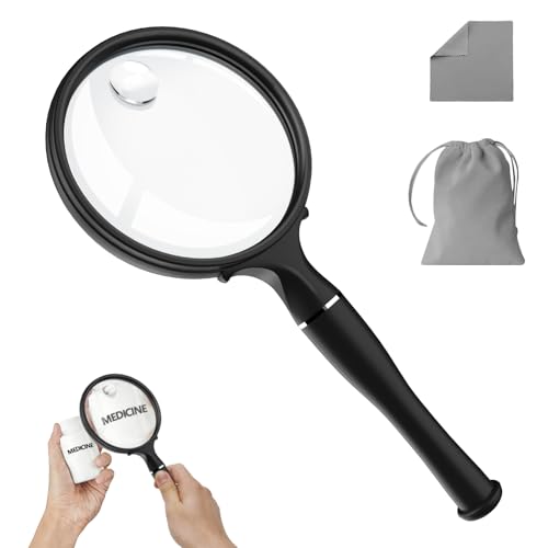 10X 30X Magnifying Glass, 90MM Anti-Glare Acrylic Lens, Handheld Reading