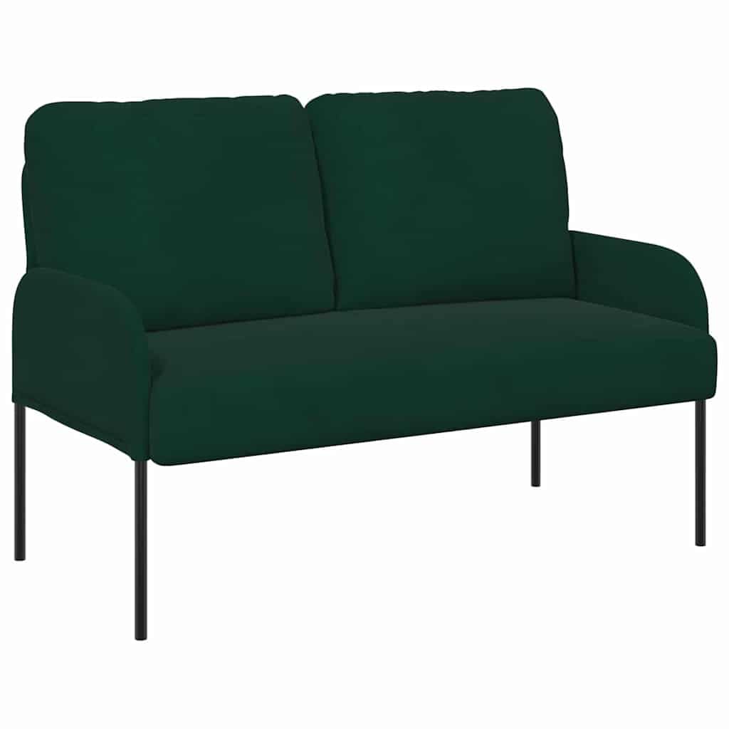 Sofa 110 cm ciemnozielona poliester z poduszką