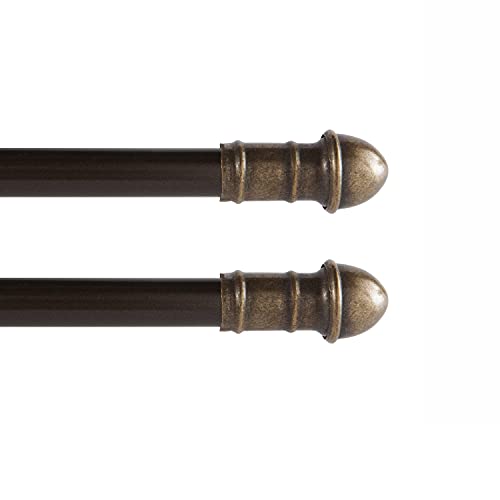 Interior Living 28-48 in. Adjustable Petite Caf&eacute; Curtain Rod, 2-Pack, 7/16 in. Diameter, Bronze