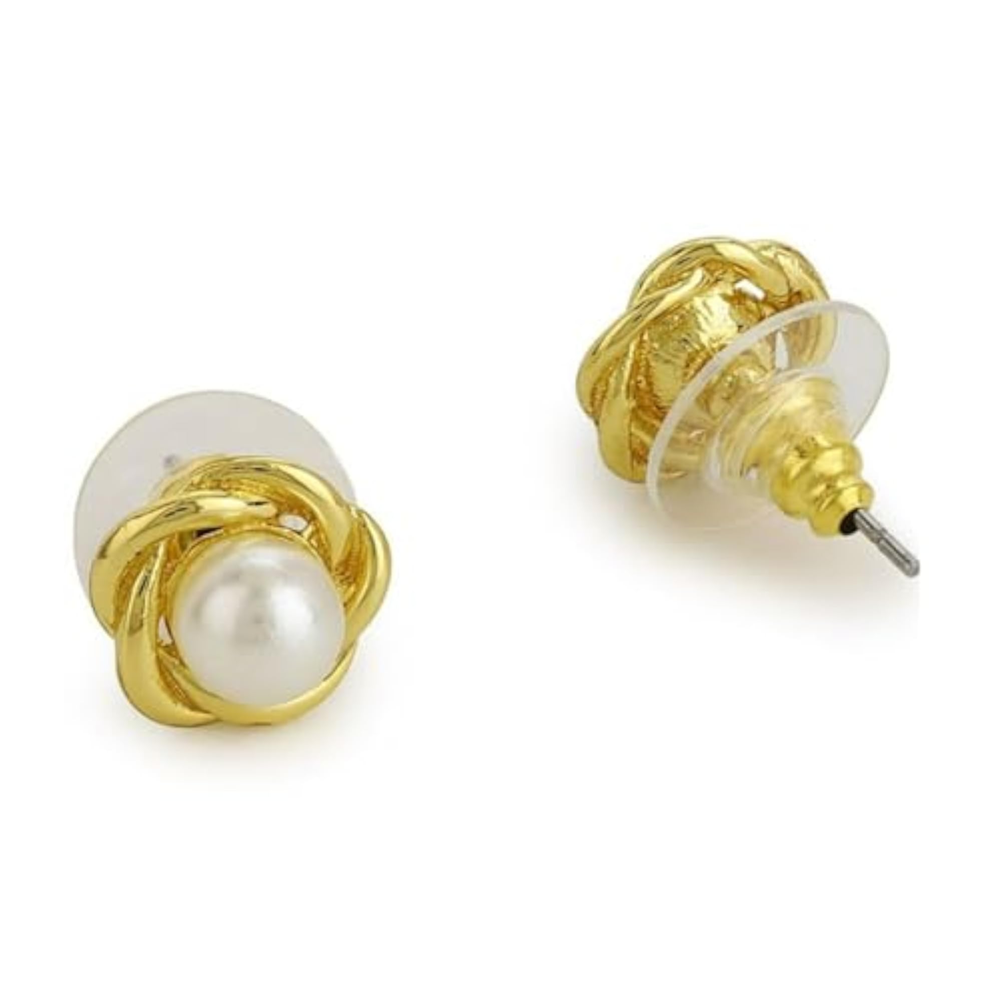Women's Brass Flux Pearl Stud Earrings