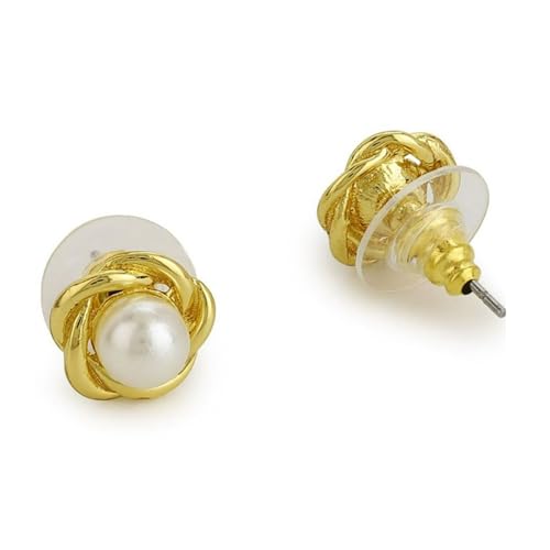 Women's Brass Flux Pearl Stud Earrings