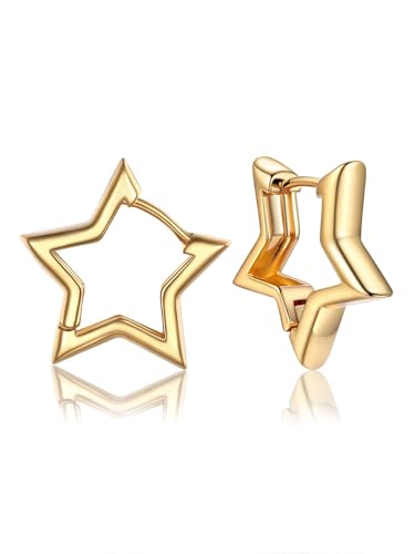 Gold Star Earrings for Women 20mm Small Hoop Earrings Earings Hypoallergenic Star Earings Jewelry
