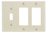 Bryant Electric NP1262LA 3-Gang 1 Toggle 2 Decorator/GFCI Wall Plate, Light Almond