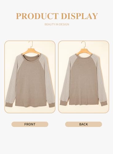 Eytino Plus Size Tops for Women Casual Crewneck Raglan Long Sleeve Fall Shirts Loose Lightweight Tunics(1X-5X)4