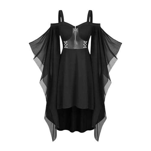 Vestidos vintage para mujer, estilo 72, retro, medieval, gótico, renacentista, victoriano, vestido de hada, bruja, elfo, cosplay, fiesta, carnaval, disfraz de Halloween, Negro, S