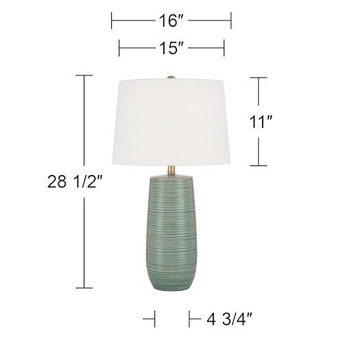 Lámpara de mesa de cerámica con pantalla verde y blanca 28.5" miniatura 4