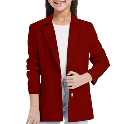 Teen Girls' Blazer Y2K Long Sleeve Lapel Suit Jacket Open Front with Pockets Homecoming Dance Shoot Formal Coat