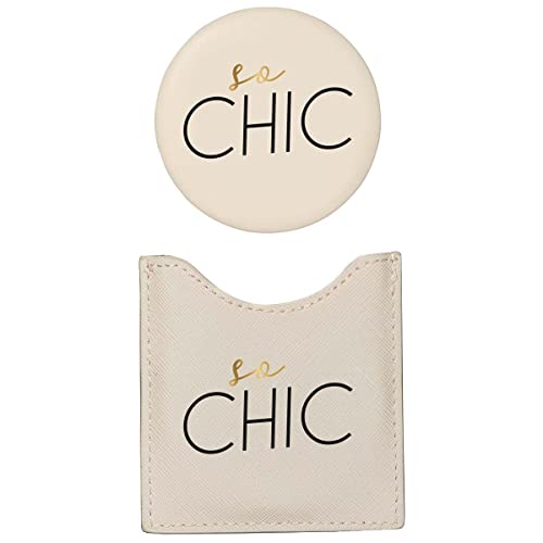 Draeger - So Chic Round Pocket Mirror to Take Anywhere, Any Occasion - Dimensions 8.5 cm x 8 cm