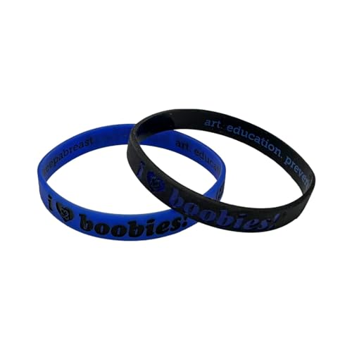 Keep A Breast i love boobies! Mini Blue Black Bracelet Pack
